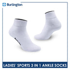 Burlington Ladies' Cotton Ankle Lite Thick Sports Socks 3 pairs in 1 pack 6222