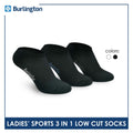 Burlington Ladies' Cotton Lite Thick Sports Low Cut Socks 3 pairs in 1 pack BLL-220