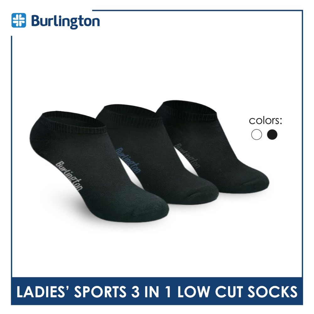 Burlington Ladies' Cotton Lite Thick Sports Low Cut Socks 3 pairs in 1 pack BLL-220
