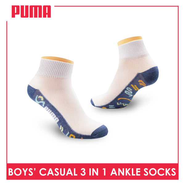 Puma Boys’ Cotton Casual Ankle Socks 3 pairs in a pack PBCKG25