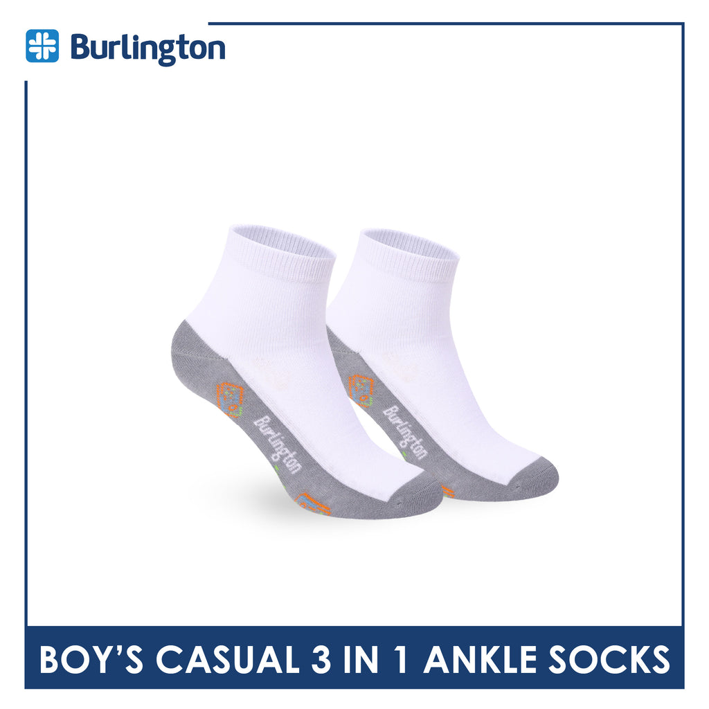 Burlington Boys’ Cotton Casual Ankle Socks 3 pairs in 1 pack BBCKG80