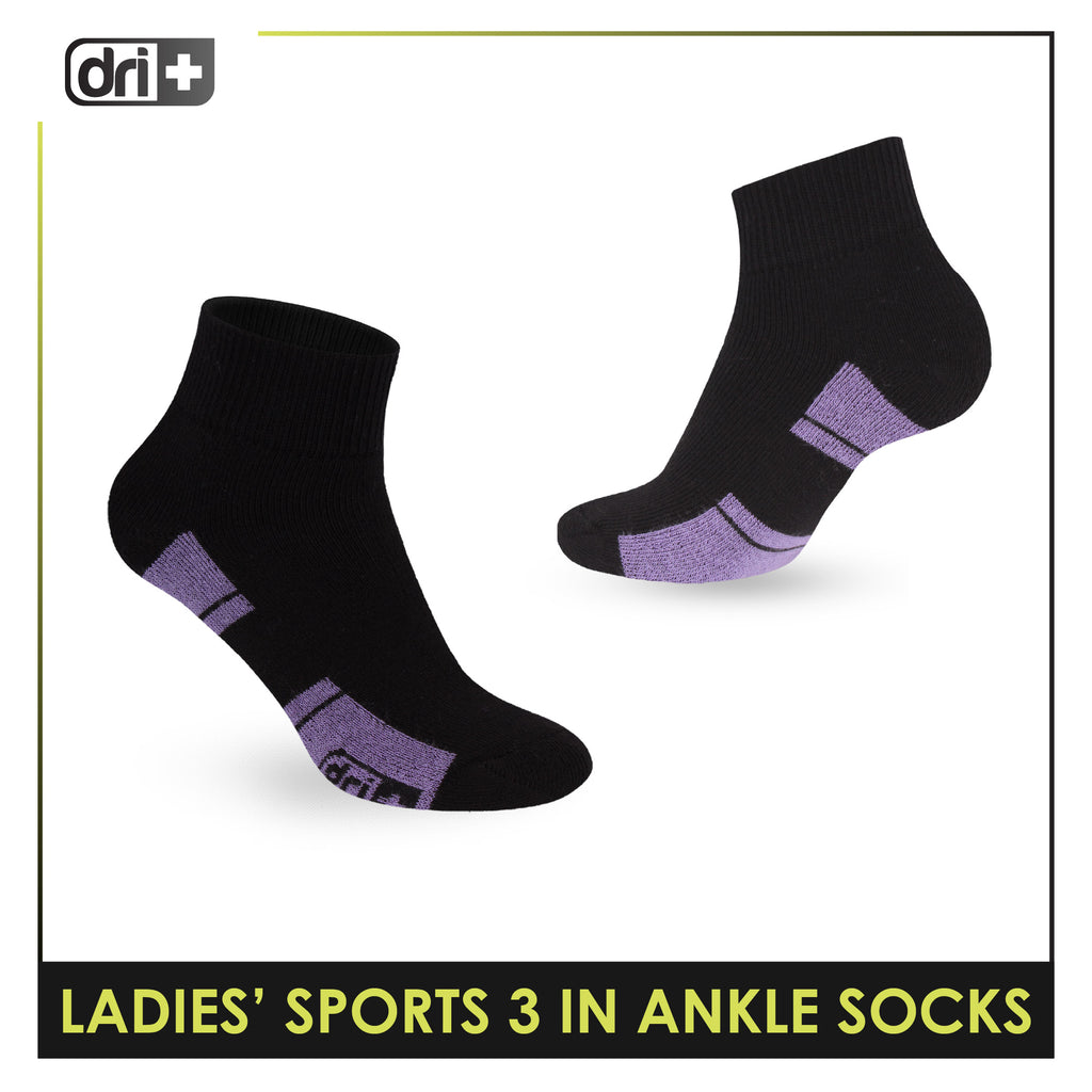 Dri Plus Ladies' Thick Sports Ankle Socks 3 pairs in 1 pack DLSKG19