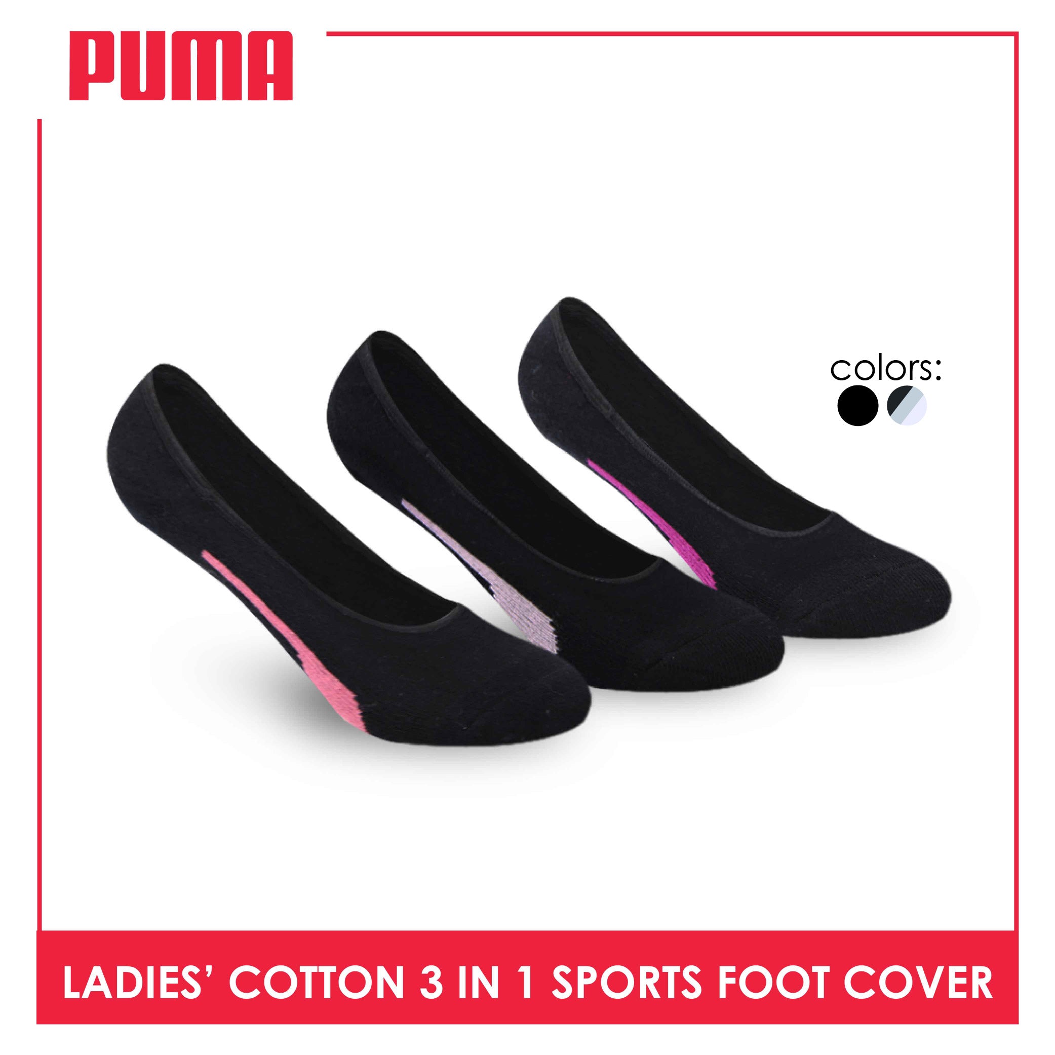 Puma Ladies' Cotton Thick Sports Foot Cover 3 pairs in a pack PLSFG1