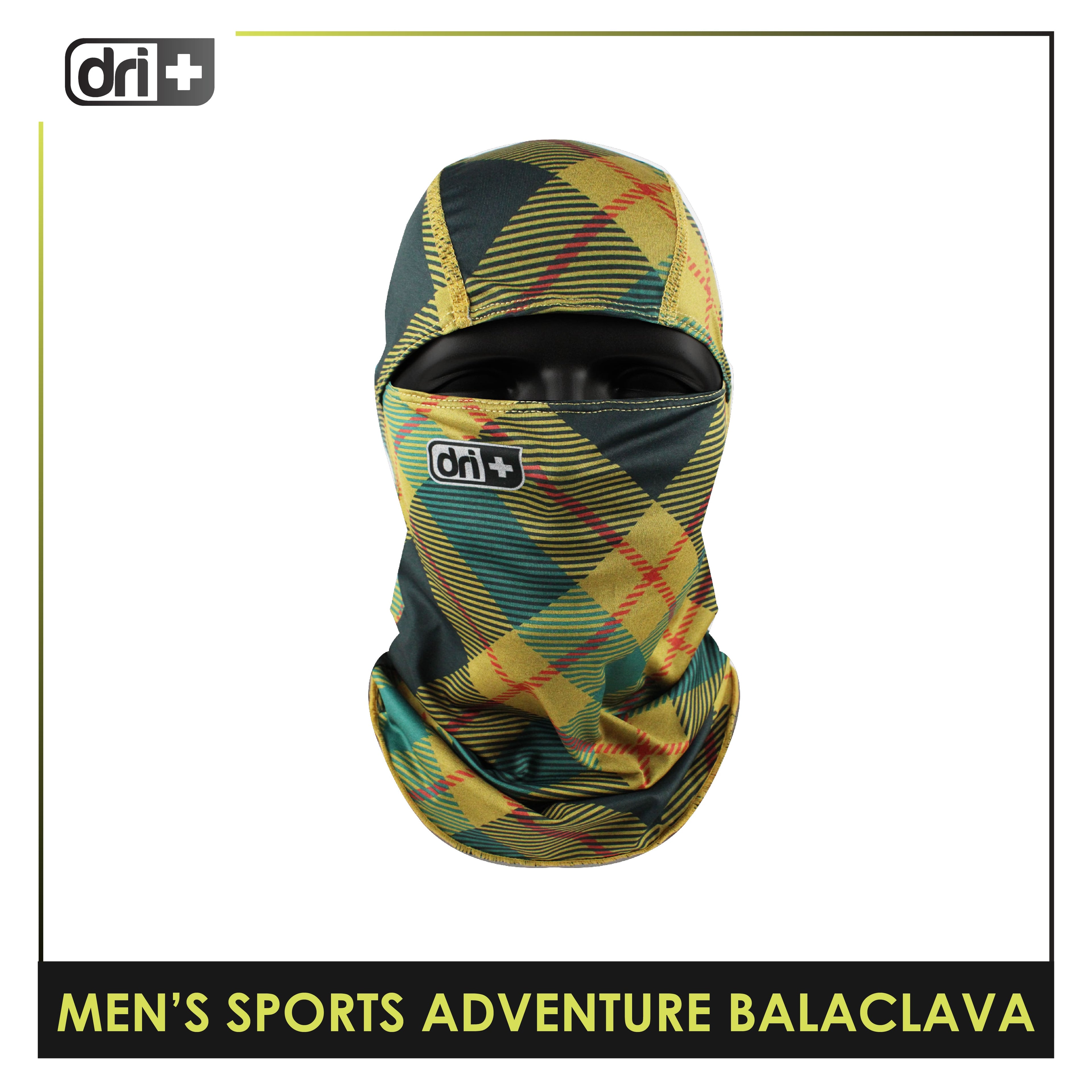 DRI+S-ADV Men's Dapper Plaid Washable Moisture Wicking Balaclava 1 piece DUMB521
