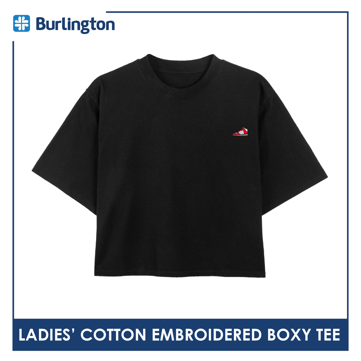 Burlington Ladies' Embroidered Cotton Boxy Tee 1 piece GTLSR631
