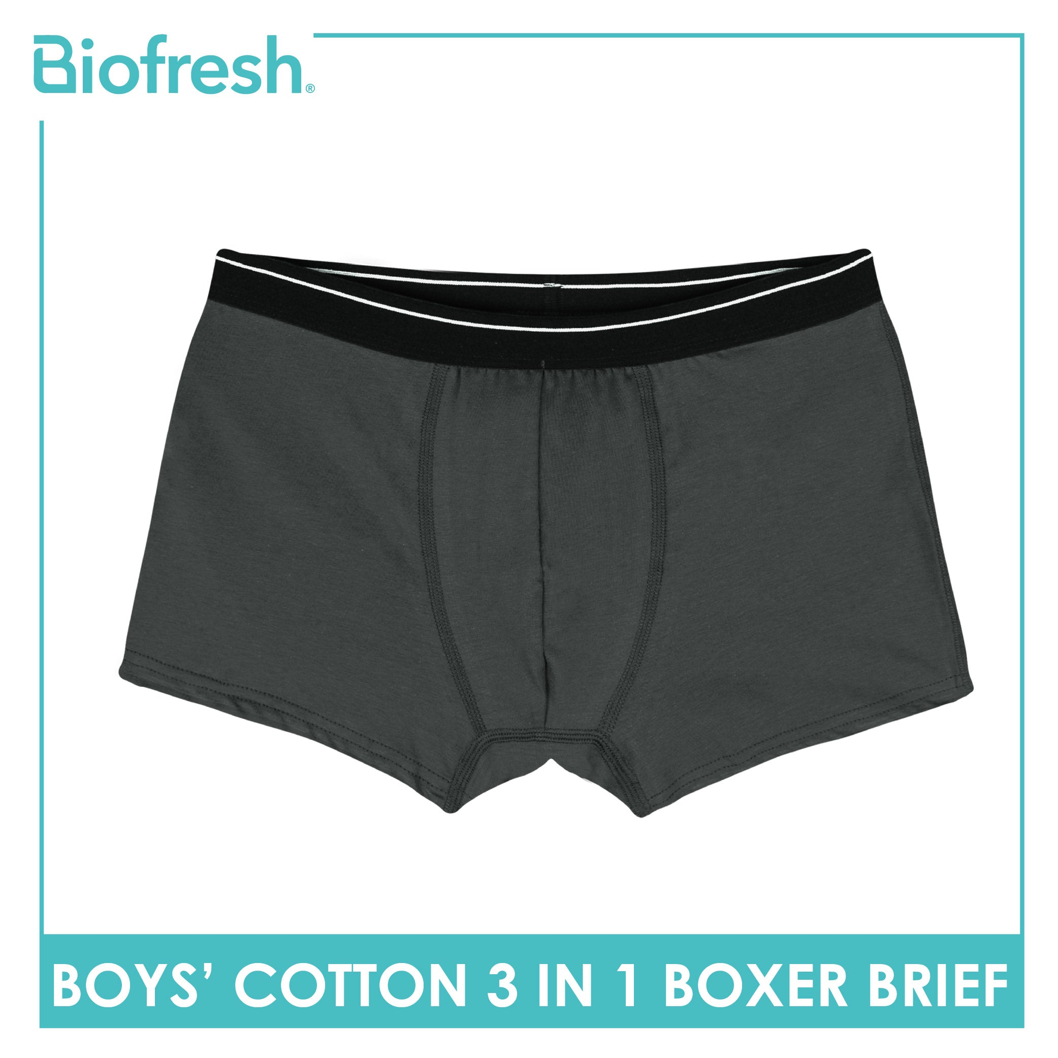 Biofresh Boys' Antimicrobial Cotton Boxer Brief 3 pieces in a pack UCBBG14