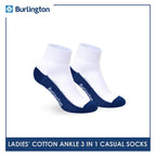 Burlington Ladies' Cotton Thin Casual Socks 3 pairs in a pack 622B
