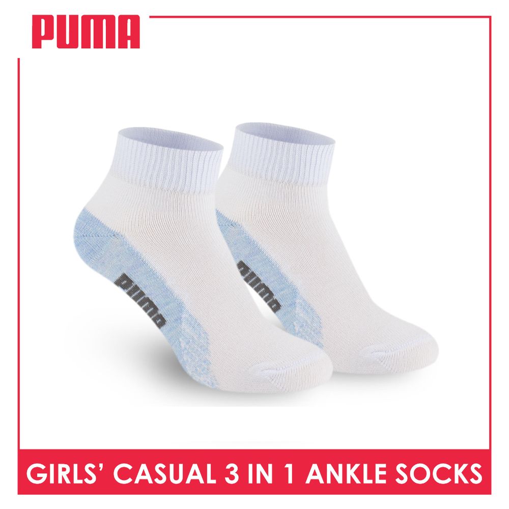 Puma Girls’ Cotton Lite Thin Casual Ankle Socks 3 pairs in a pack PGCKG22