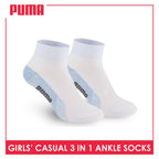 Puma Girls’ Cotton Lite Thin Casual Ankle Socks 3 pairs in a pack PGCKG22