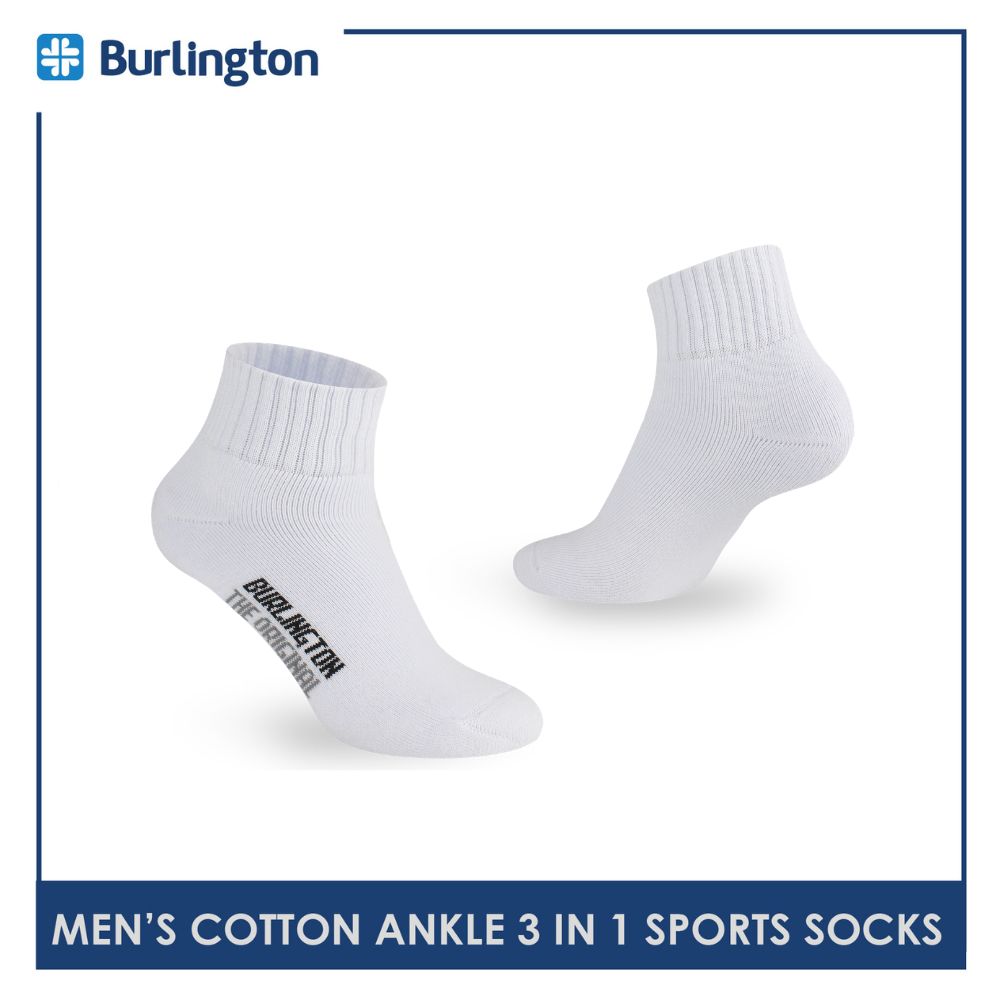 Burlington Men's Cotton Thick Sports Ankle Socks 3 pairs in a pack 0222
