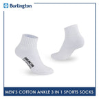 Burlington Men's Cotton Thick Sports Ankle Socks 3 pairs in a pack 0222