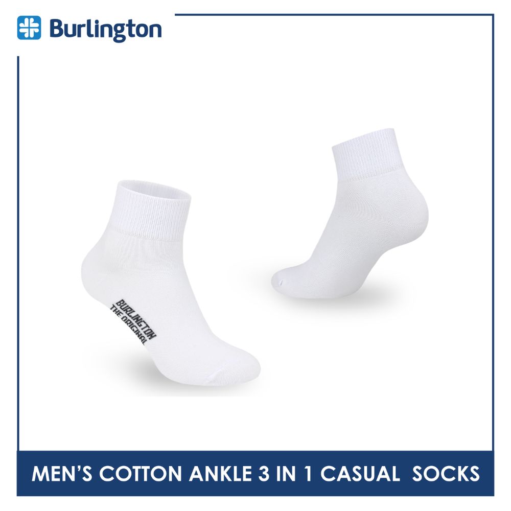 Burlington Men's Cotton Lite Thin Casual Ankle Socks 3 pairs in a pack 142
