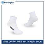 Burlington Men's Cotton Lite Thin Casual Ankle Socks 3 pairs in a pack 142