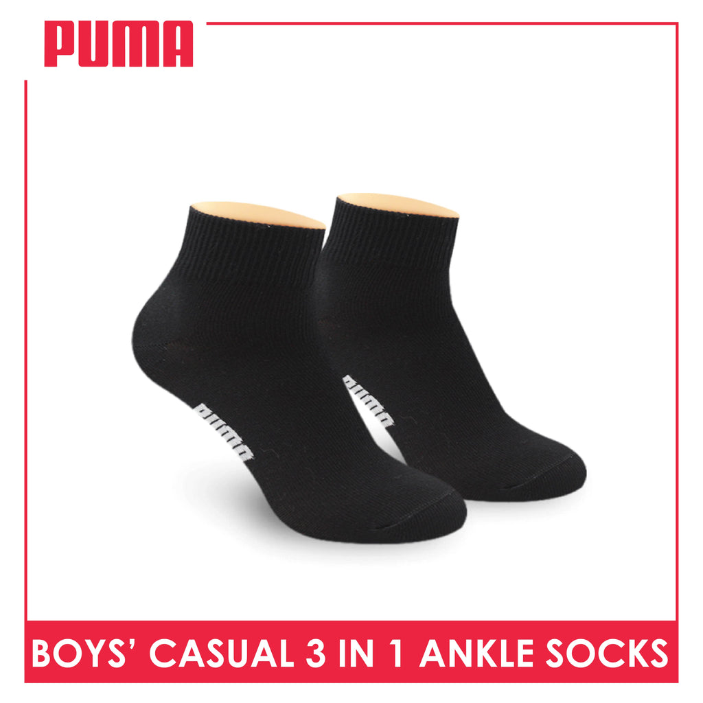 Puma Boys’ Cotton Thin Casual Ankle Socks 3 pairs in a pack PBCKG24