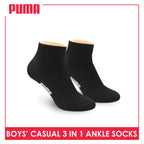 Puma Boys’ Cotton Thin Casual Ankle Socks 3 pairs in a pack PBCKG24