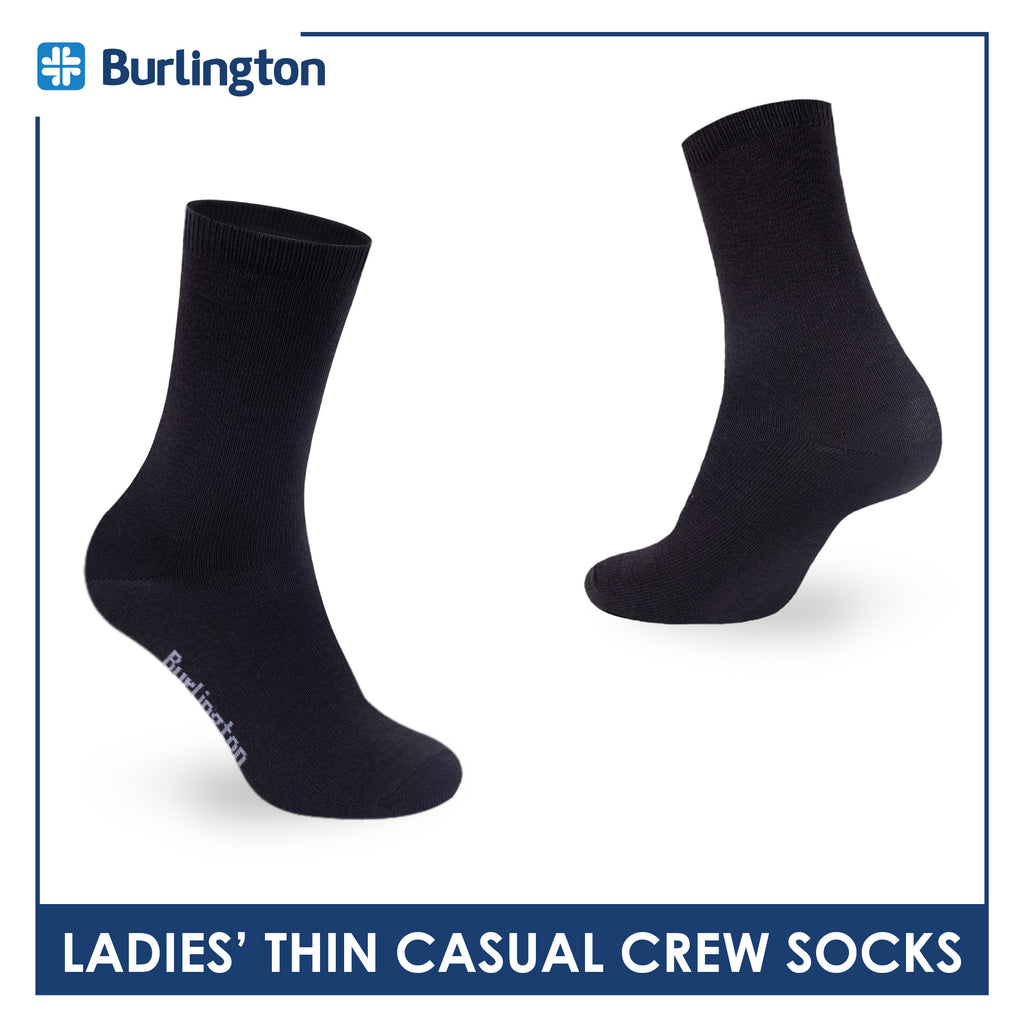 Burlington Ladies Cotton Stick & Style Thin Casual Crew Socks 1 pair BLCD631