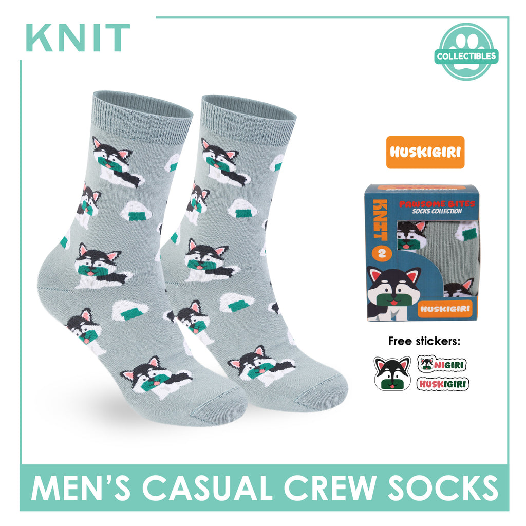 Knit | Pawsome Bites Men's Dog Design Cotton Thin Casual Crew Socks 1 pair KMCP611