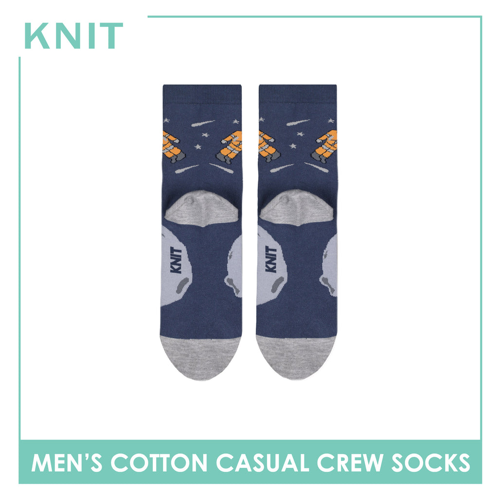 Knit Men's Astronaut (Royal Blue) Cotton Thin Casual Crew Socks 1 pair KMC531