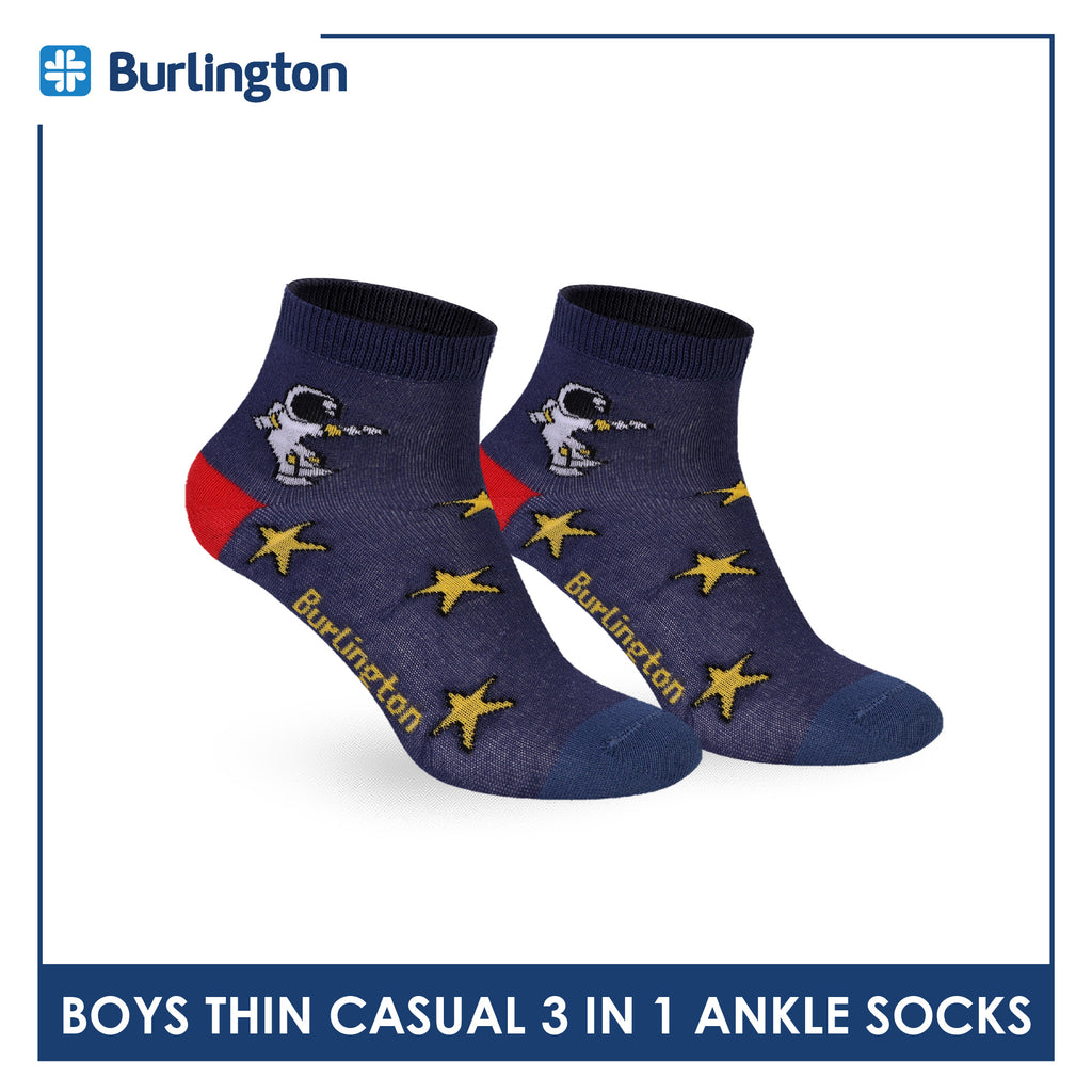 Burlington Boys’ Cotton Thin Casual Ankle Socks 3 pairs in 1 pack BBCG615