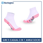 Burlington Girls’ Cotton Casual Ankle Socks 3 pairs in 1 pack BGCKG70
