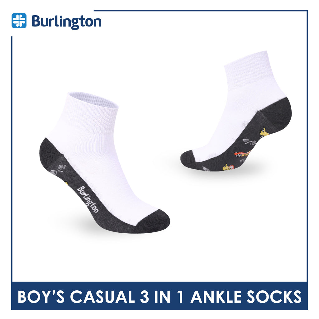 Burlington Boys’ Cotton Casual Ankle Socks 3 pairs in 1 pack BBCKG82