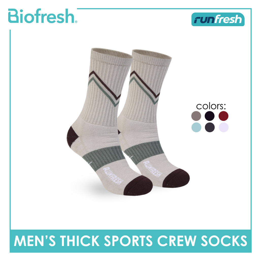 Biofresh Runfresh Men's Antimicrobial Cotton Thick Sports Crew Socks 1 pair RRMS611