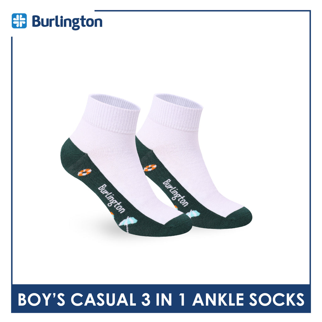 Burlington Boys’ Cotton Casual Ankle Socks 3 pairs in 1 pack BBCKG83