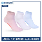 Burlington Ladies' Cotton Thin Casual Ankle Socks 3 pair in a pack BLCMG611