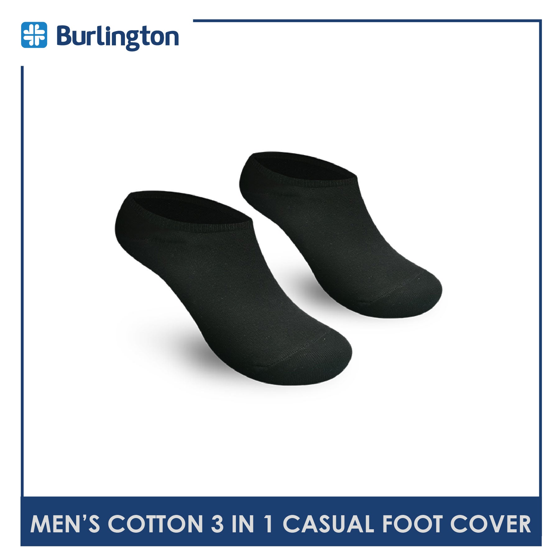 Burlington Men's Cotton Lite Casual No Show Socks 3 pairs in a pack BMFCCG3