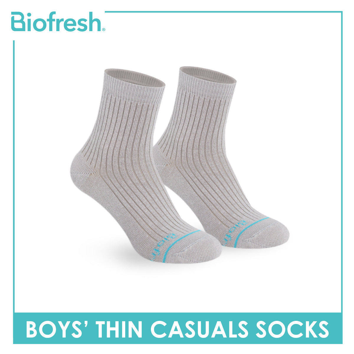 Biofresh Boys’ Antimicrobial Cotton Thin Casual Socks 1 pair in 1 pack RBC631