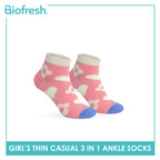Biofresh Girl's Antimicrobial Cotton Thin Casual Ankle Socks 3 pairs in 1 pack RGCG635