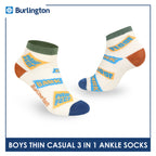 Burlington Boys’ Cotton Thin Casual Ankle Socks 3 pairs in 1 pack BBCG616