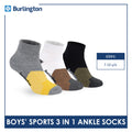 Burlington Boys’ Thick Sports Ankle Socks 3 pairs in 1 pack BBSG4401