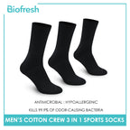 Biofresh Men’s Antimicrobial Odor Free Cotton Crew Thick Sports Socks 3 pairs in a pack RMSKG23