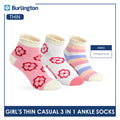 Burlington Girl's Cotton Thin Casual Ruffle Ankle Socks 3 pairs in 1 pack BGCG634