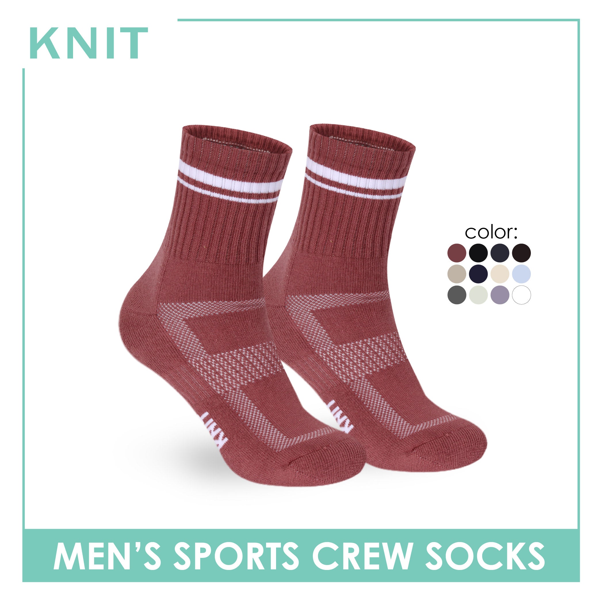 Knit Men's Cotton Thick Sports Crew Socks 1 pair KMSK1
