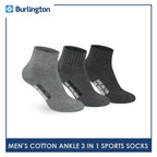 Burlington Men's Cotton Thick Sports Ankle Socks 3 pairs in a pack 0222
