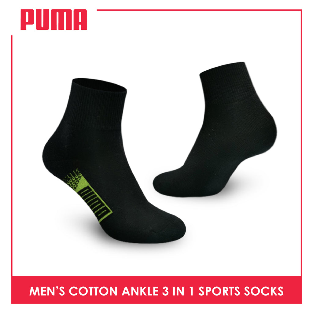 Puma Men's Cotton Thick Sports Ankle Socks 3 pairs in a pack PMSKG9