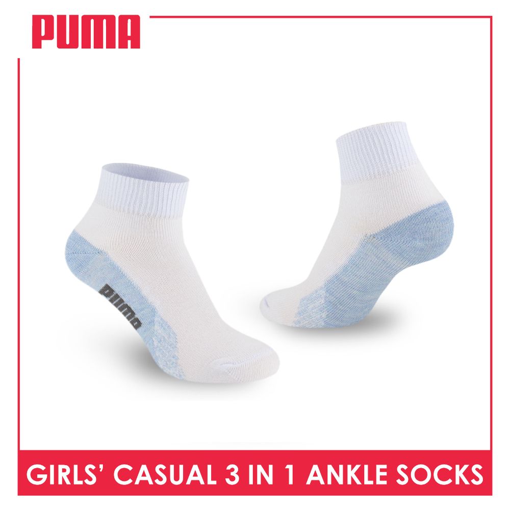 Puma Girls’ Cotton Lite Thin Casual Ankle Socks 3 pairs in a pack PGCKG22