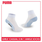 Puma Girls’ Cotton Lite Thin Casual Ankle Socks 3 pairs in a pack PGCKG22