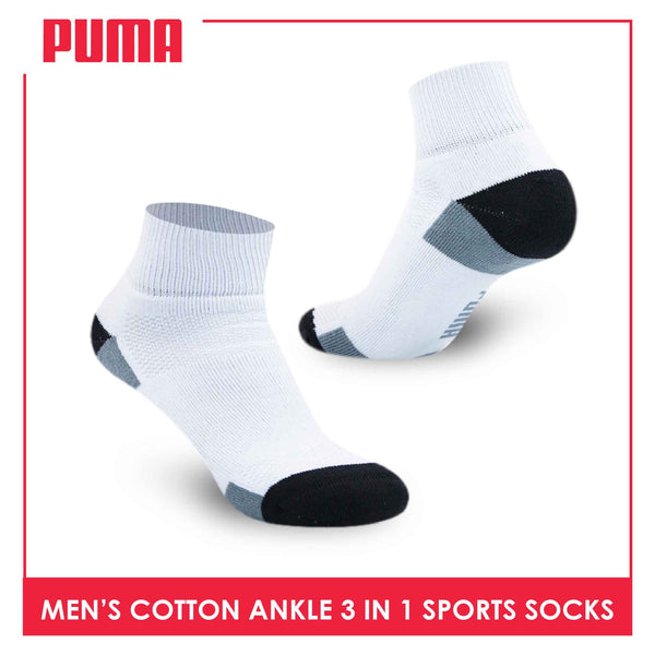Puma Men's Cotton Thick Sports Ankle Socks 3 pairs in a pack PMSKG6