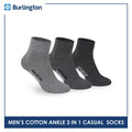Burlington Men's Cotton Lite Thin Casual Ankle Socks 3 pairs in a pack 142