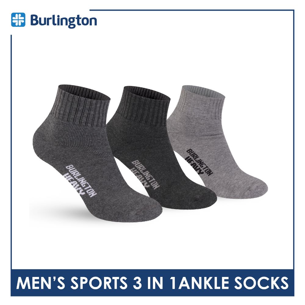 Burlington Men's Thick Sports Heavy Ankle socks 3 pairs in 1 pack 0222H