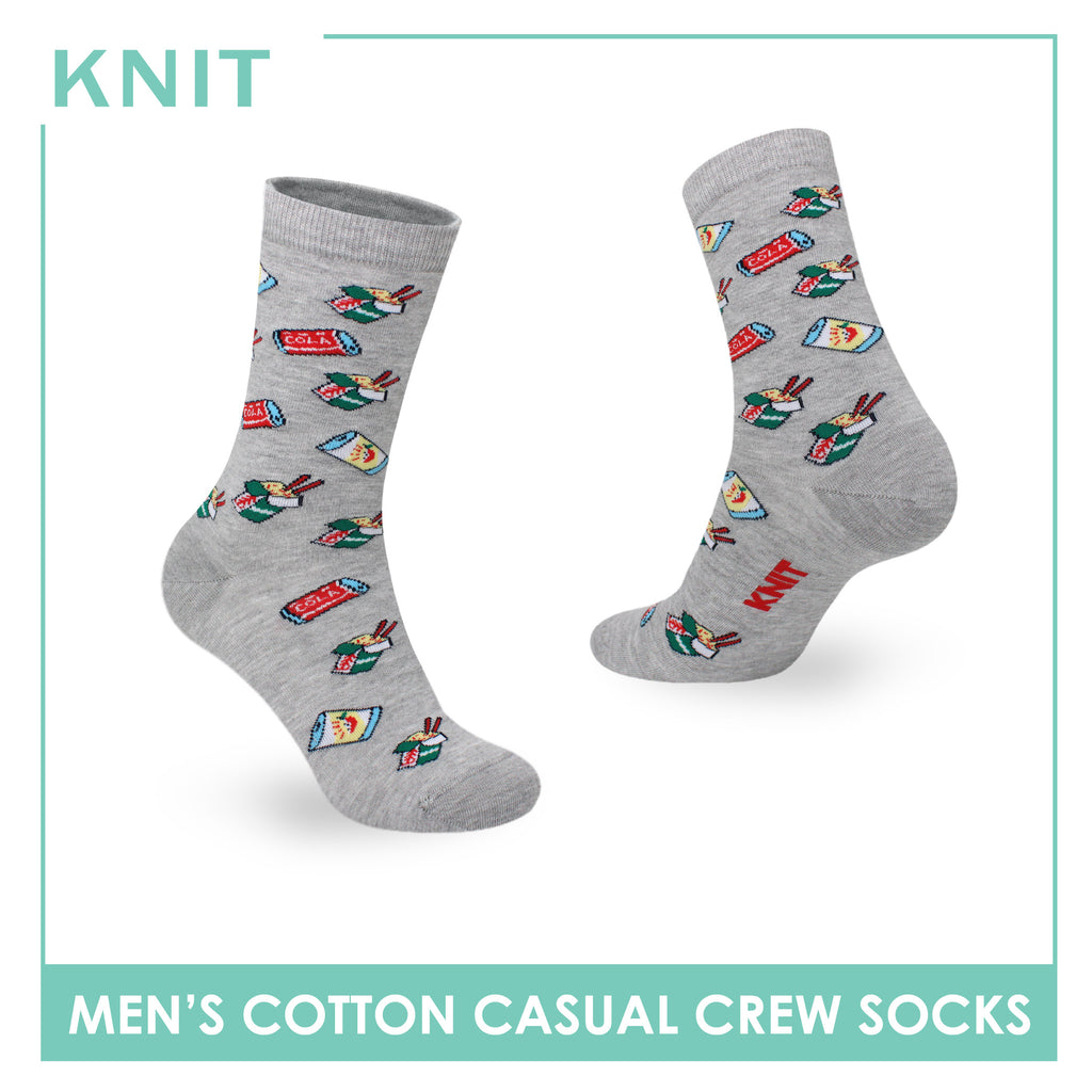 Knit Men's Food (Lt. Gray) Cotton Thin Casual Crew Socks 1 pair KMC531