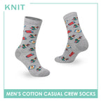 Knit Men's Food (Lt. Gray) Cotton Thin Casual Crew Socks 1 pair KMC531