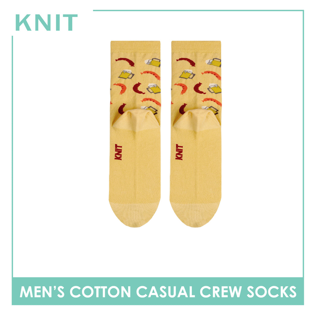 Knit Men's Sausage (Banana Cream) Cotton Thin Casual Crew Socks 1 pair KMC531