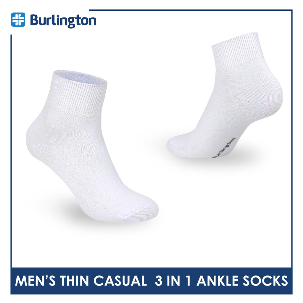 Burlington Men's Cotton Thin Casual Ankle Socks 3 pairs in a pack BMCKG28