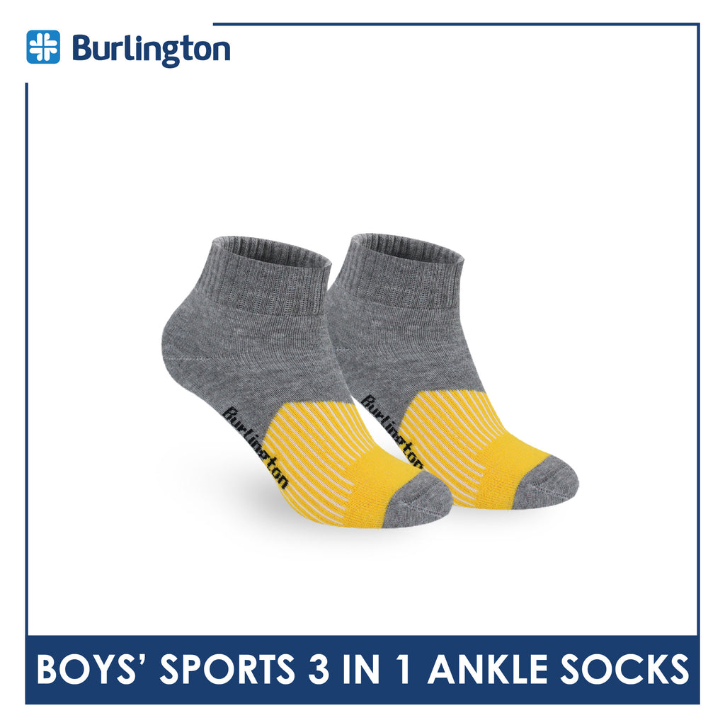 Burlington Boys’ Thick Sports Ankle Socks 3 pairs in 1 pack BBSG4401