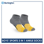 Burlington Boys’ Thick Sports Ankle Socks 3 pairs in 1 pack BBSG4401