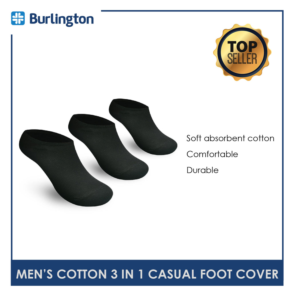 Burlington Men's Cotton Lite Casual No Show Socks 3 pairs in a pack BMFCCG3